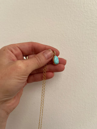 Goldie Necklace- 14k Gold + Blue Turquoise