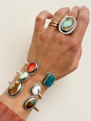 Space Between Cuff- Turquoise + Spiny Oyster Shell (Medium)