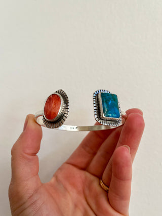 Space Between Cuff- Turquoise + Spiny Oyster Shell (Medium)