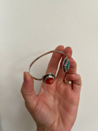 Space Between Cuff- Turquoise + Spiny Oyster Shell (Medium)