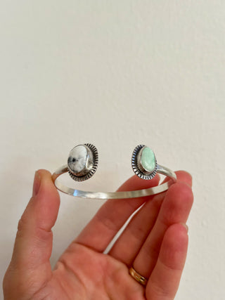 Space Between Cuff- White Buffalo + Paloma Variscite (Small)