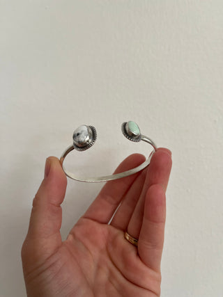 Space Between Cuff- White Buffalo + Paloma Variscite (Small)