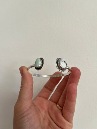 Space Between Cuff- White Buffalo + Paloma Variscite (Small)