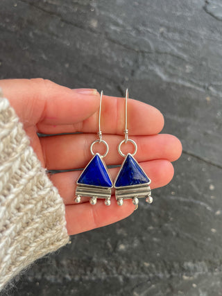 Pyramid Earrings- Lapis