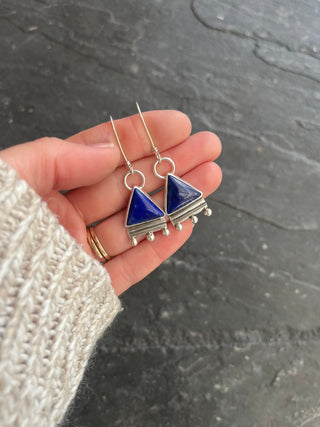 Pyramid Earrings- Lapis