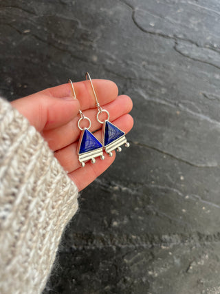 Pyramid Earrings- Lapis