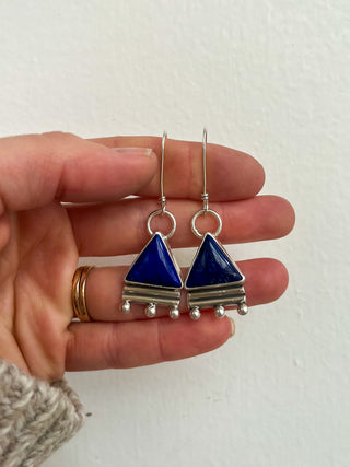 Pyramid Earrings- Lapis