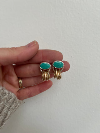 Roller Post Earrings- Silver + Gold