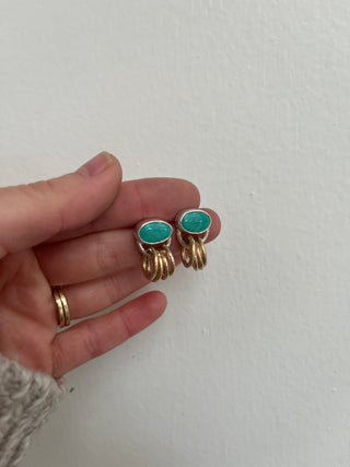 Roller Post Earrings- Silver + Gold