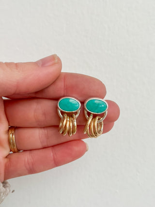 Roller Post Earrings- Silver + Gold