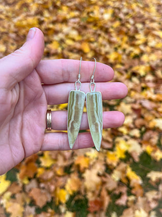 On Point Earrings- Green Calcite