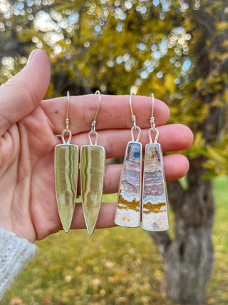On Point Earrings- Green Calcite