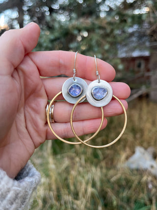 Cold Moon Hoops - Tanzanite