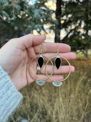 A Burst of Light Hoops- Black Onyx