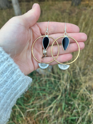 A Burst of Light Hoops- Black Onyx