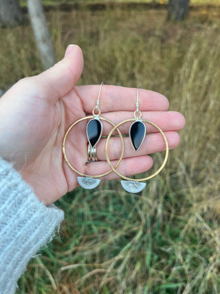 A Burst of Light Hoops- Black Onyx