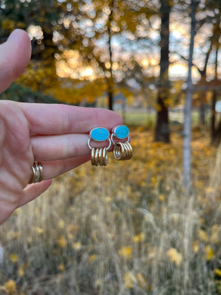 Roller Post Earrings- Turquoise