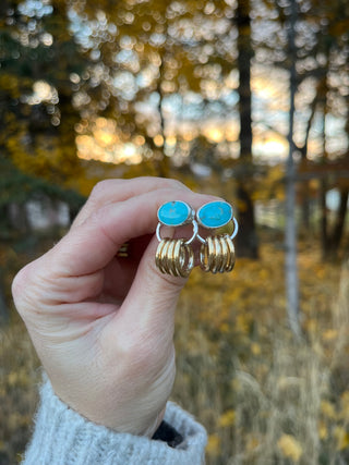 Roller Post Earrings- Turquoise