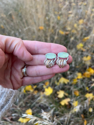 Roller Post Earrings- Prehnite