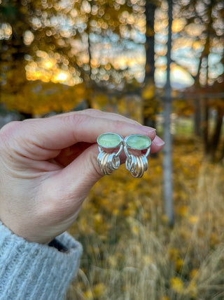 Roller Post Earrings- Prehnite
