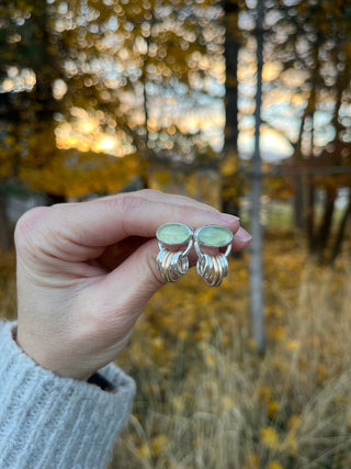 Roller Post Earrings- Prehnite