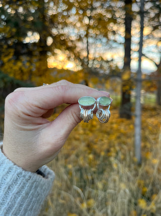 Roller Post Earrings- Prehnite