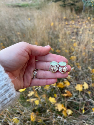 Roller Post Earrings- Prehnite