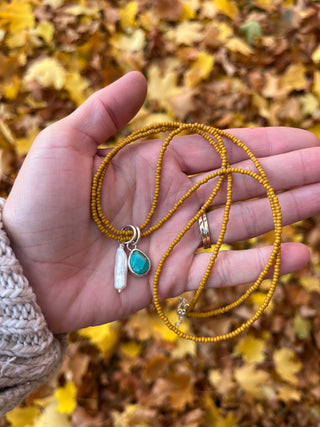 Lupe Beaded Wrap Necklace- Ochre