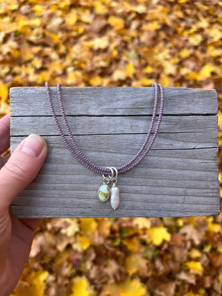Lupe Beaded Wrap Necklace- Lavender