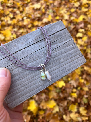 Lupe Beaded Wrap Necklace- Lavender