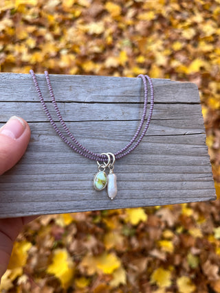 Lupe Beaded Wrap Necklace- Lavender