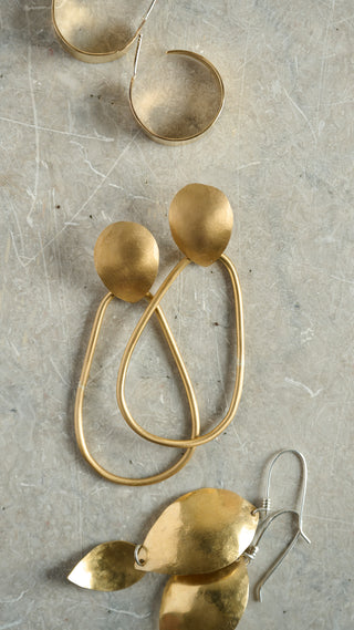 Odessa Post Earrings- Brass