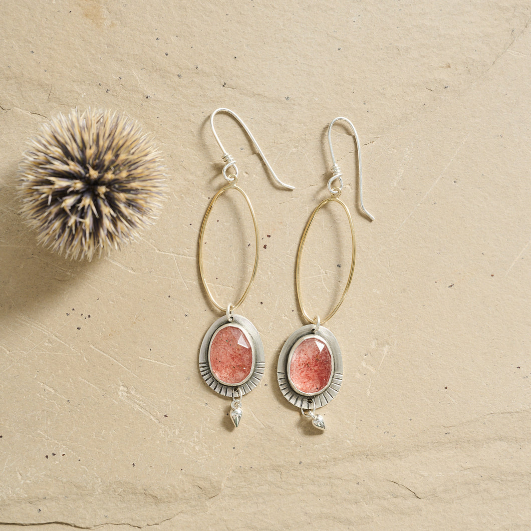 Gaea Earrings- Strawberry Quartz