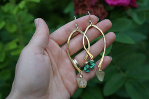 Balance Earrings- Brass, Turquoise & Citrine