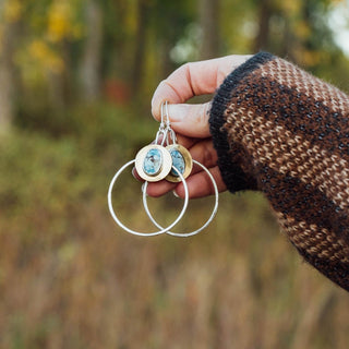 Golden Moon Hoops I- Lavender Turquoise