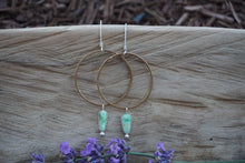 Load image into Gallery viewer, Plain Jane Hoops- Sonoran Gold Turquoise And Brass
