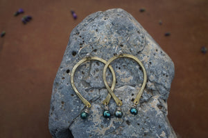 Luck Earrings- Brass & Freshwater Pearl