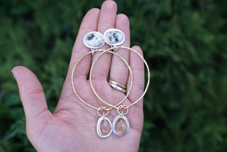 Ties that Bind Earrings- Rutile Quartz & White Buffalo