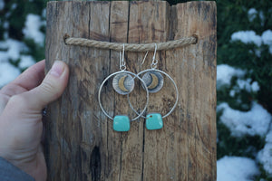 Witchy Woman Hoops- Green Turquoise