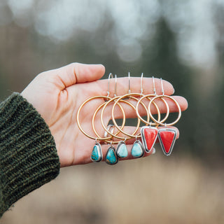 Plain Jane Hoops- White Water Turquoise