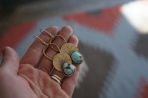 First Light Brass Earrings- Lavender Turquoise