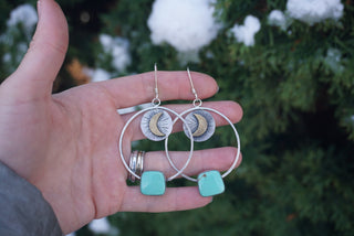 Witchy Woman Hoops- Green Turquoise