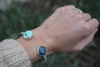 Space Between Cuff- Blue Kyanite and Turquoise