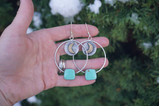 Witchy Woman Hoops- Green Turquoise