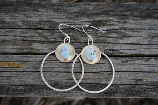 Golden Moon Hoops II- Lavender Turquoise