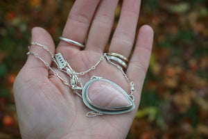 October Necklace- Horizontal Pear Pendant