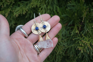 Oracle Earrings- Lapis Lazuli and Crystal Quartz