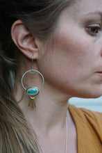 Load image into Gallery viewer, Harvest Moon Hoops- Royston Ribbon Turquoise
