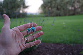 Plain Jane Hoops- Mixed Turquoise And Brass