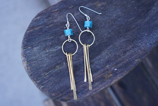 New Moon Fringe Earrings- Apatite & Brass